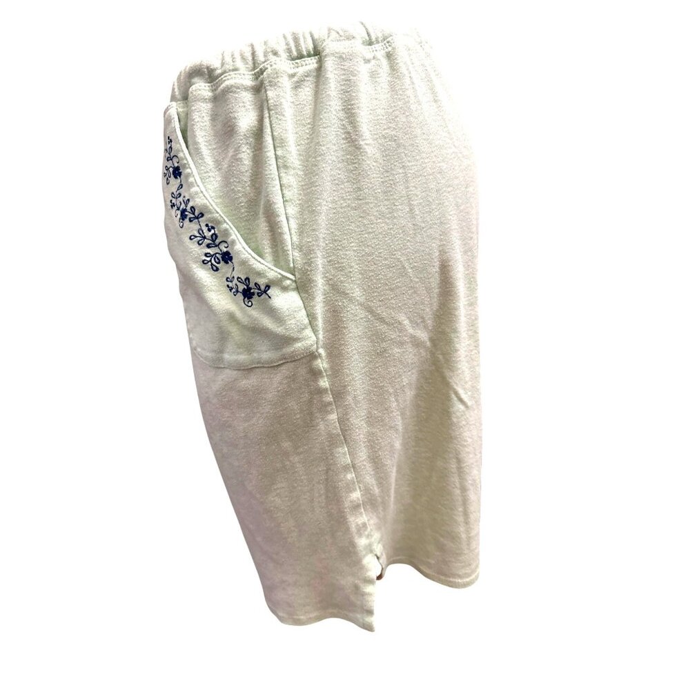 Adonna Lounge Set Green Ribbed Tank Top Shorts Navy Embroidery Size Large - Picture 13 of 16
